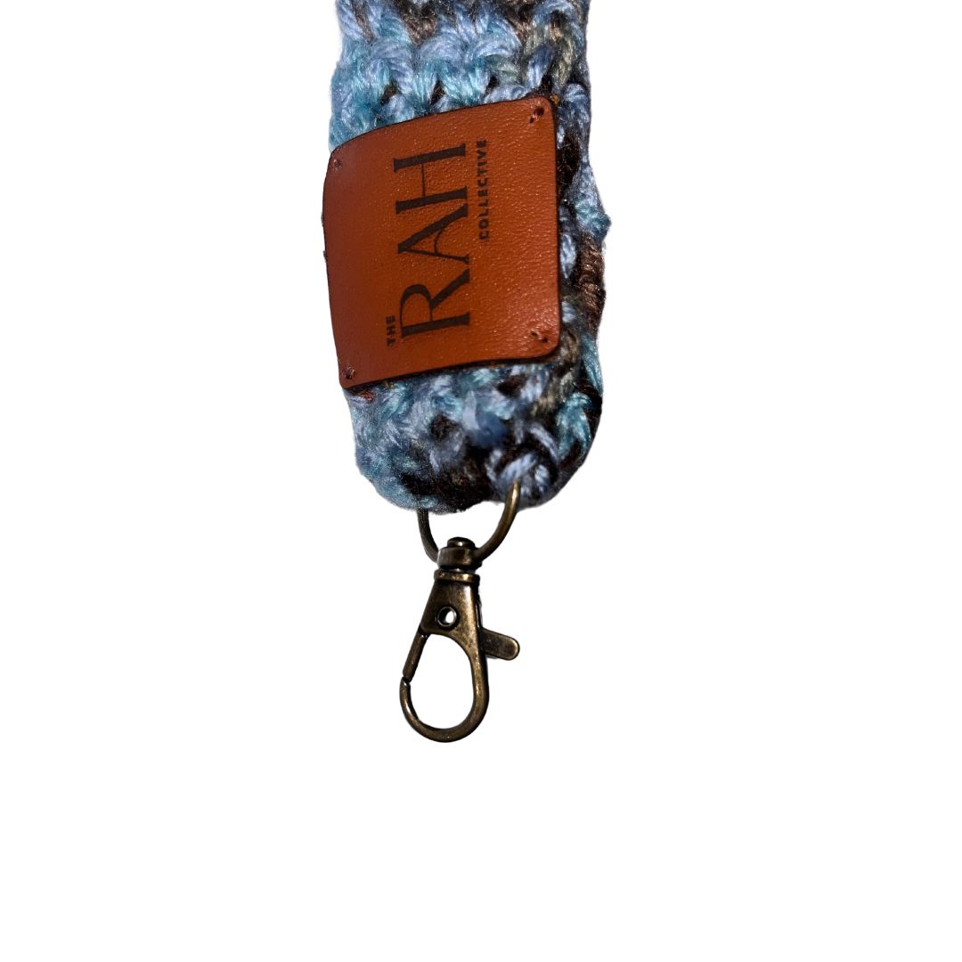 Wristlet Keychain - Blue and Brown Speckled