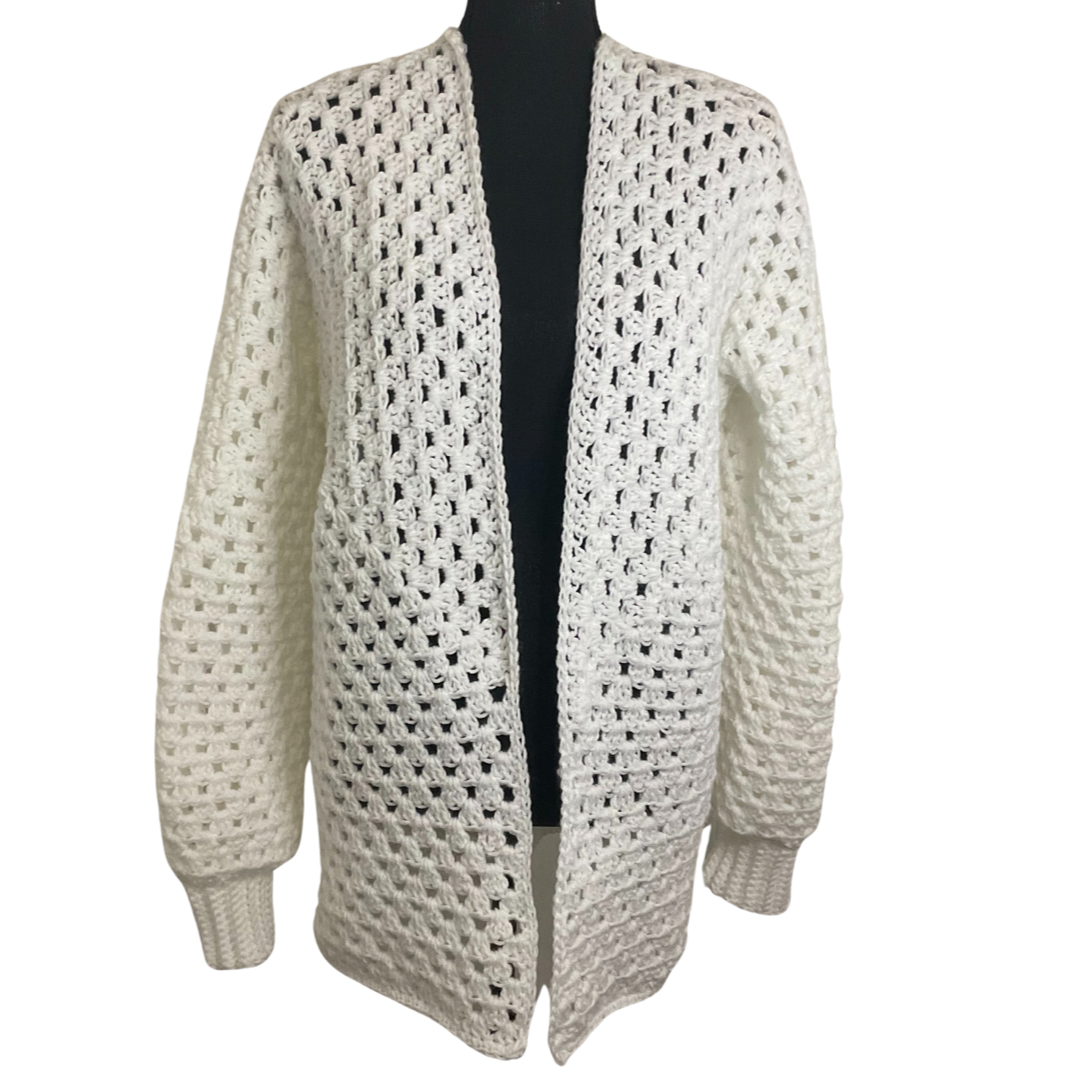 Cuffed Hexa Cardi - White